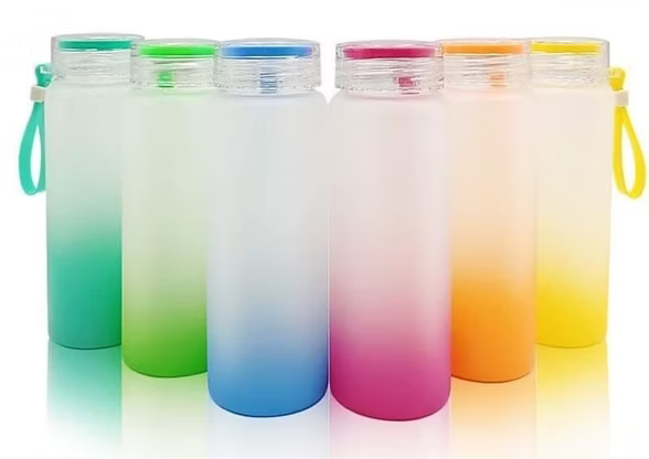 Color Frosted Glass Water Bottle - 500mL